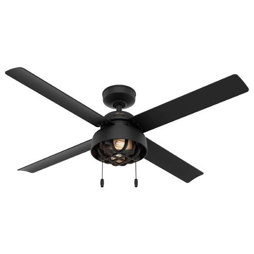 52-Inch Spring Mill Fan in Matte Black by Hunter Fan Company