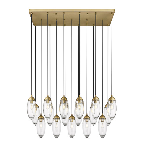 Z-Lite Arden Rubbed Brass Multi-Light Pendant with Oblong Shade