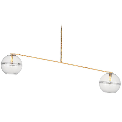 Visual Comfort Modern Collection Visual Comfort Modern Collection Lowing Polished Antique Brass LED Island Light with Globe Shade SLCH356CPAB-L