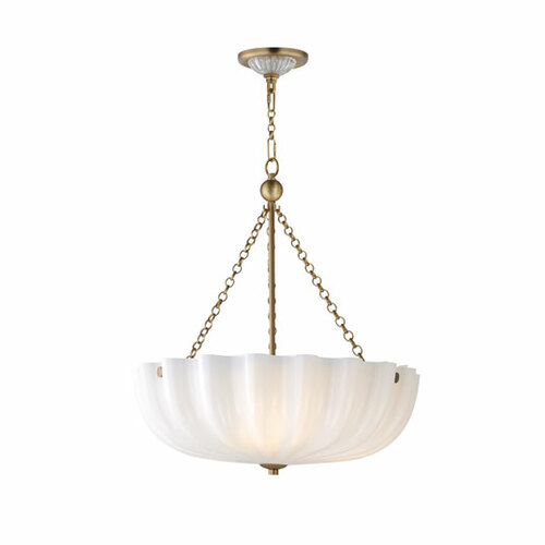 Bundt 17.50-Inch Wide Pendant in White & Natural Aged Brass by Maxim
