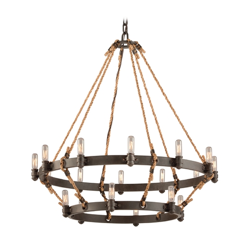 Troy Lighting Pike Place 32-Inch Chandelier in Shipyard Bronze by Troy Lighting F3128