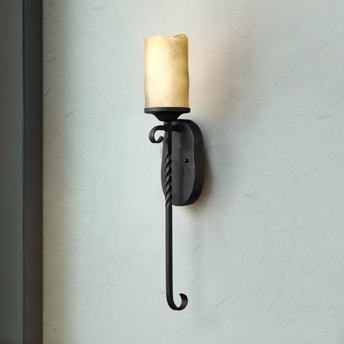 Hinkley Sconce Wall Light with Brown Glass in Olde Black Finish 4300OL