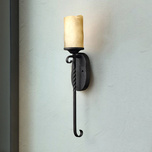 Sconce Wall Light with Brown Glass in Olde Black by Hinkley Lighting