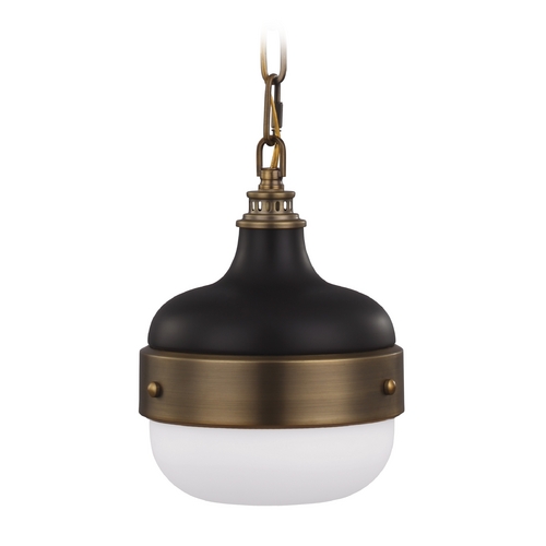 Cadence 8-Inch Pendant in Antique Brass  &  Black by Generation Lighting