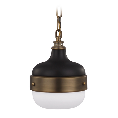 Generation Lighting Cadence 8-Inch Pendant in Antique Brass  &  Black by Generation Lighting P1282DAB/MB