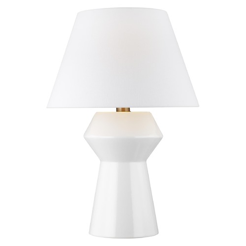Visual Comfort Studio Collection Chapman & Meyers Abaco Arctic White & Burnished Brass LED Table Lamp by Visual Comfort Studio CT1061ARCBBS1