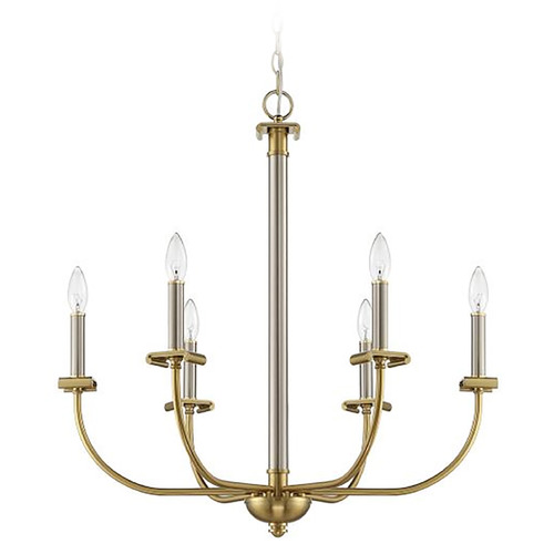 Craftmade Lighting Stanza Brushed Polished Nickel & Satin Brass Chandelier by Craftmade Lighting 54826-BNKSB