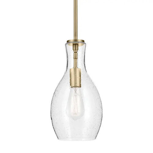 Kichler Lighting Everly Natural Brass Mini-Pendant Light with Bell Shade