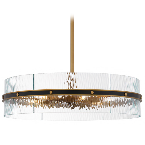 Quoizel Lighting Reagan Matte Black & Gold Pendant Light with Drum Shade