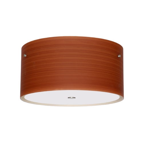 Besa Lighting Modern Flushmount Light Brown Glass Satin Nickel by Besa Lighting 1KM-4008CH-SN