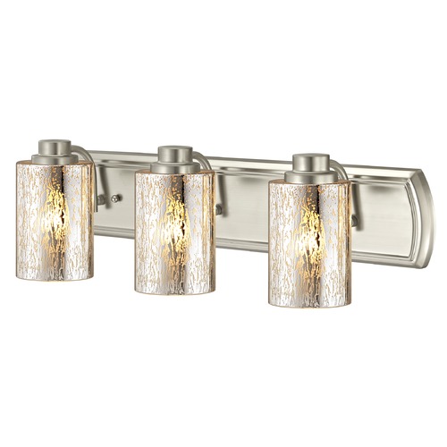 Design Classics Lighting Industrial Mercury Glass 3-Light Bathroom Light in Satin Nickel 1203-09 GL1039C