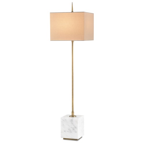 Currey and Company Lighting Thompson Brass / White Console & Buffet Lamp with Square Shade