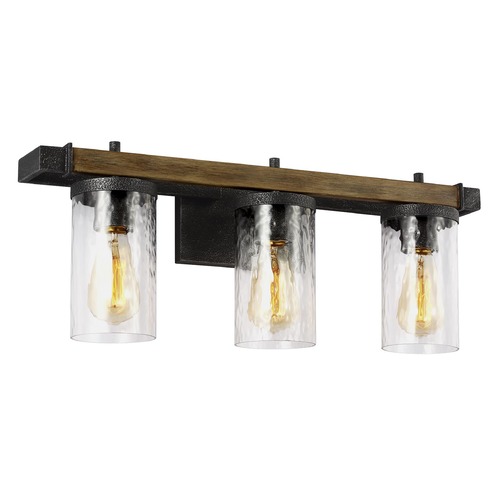 Angelo Distressed Weathered Oak & Slate Grey Metal Bath Light by Visual Comfort Studio