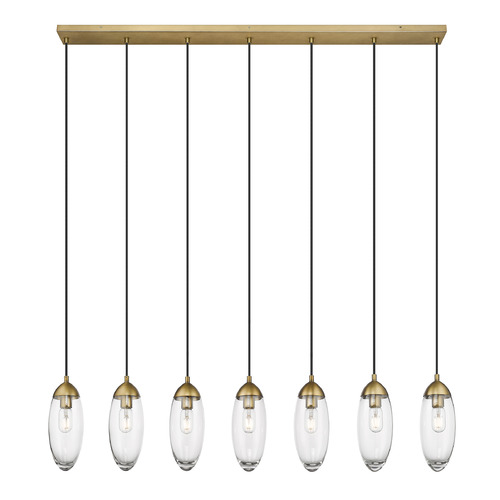 Z-Lite Arden Rubbed Brass Multi-Light Pendant with Oblong Shade