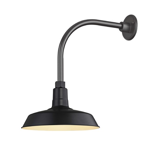 Recesso Lighting by Dolan Designs Black Gooseneck Barn Light with 12-Inch Shade BL-ARML-BLK/BL-SH12-BLK