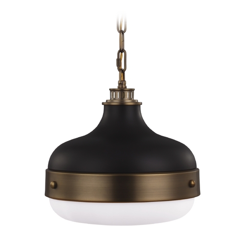 Cadence Dark Antique Brass & Matte Black Pendant by Generation Lighting