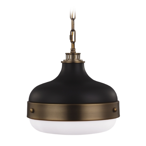 Generation Lighting Cadence Dark Antique Brass & Matte Black Pendant by Generation Lighting P1283DAB/MB