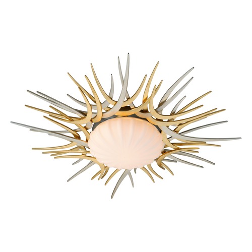Helios Flush Mount in Gold & Silver Leaf by Corbett Lighting