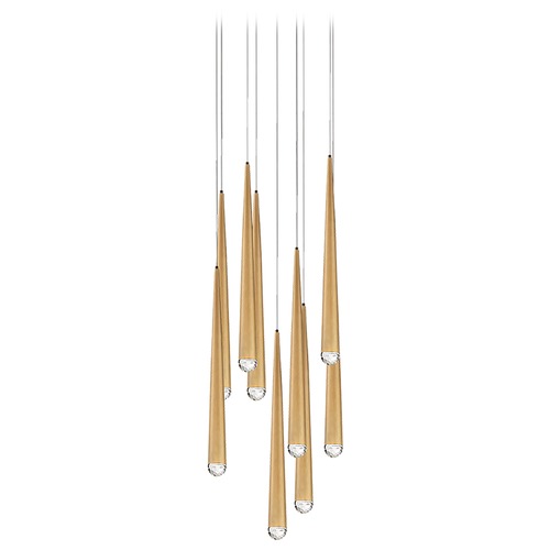 Modern Forms by WAC Lighting Cascade Aged Brass LED Multi-Light Pendant by Modern Forms PD-41709R-AB