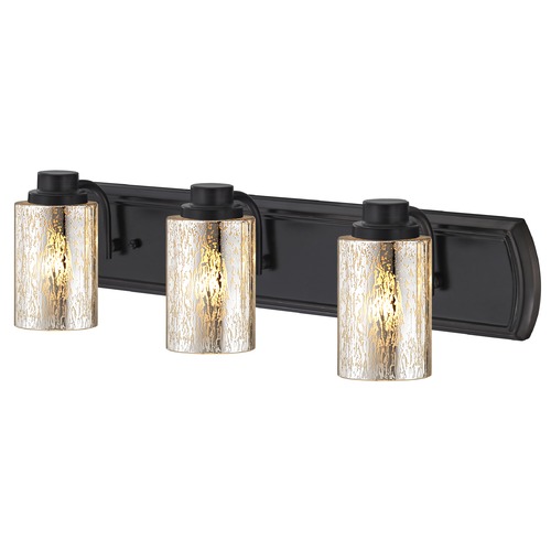 Transitional Mercury Glass 3-Light Bath Wall Light in Bronze