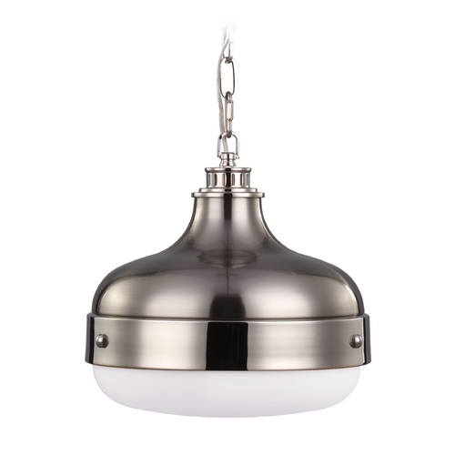 Generation Lighting Cadence 13-Inch Pendant in Polished Nickel  &  Steel by Generation Lighting P1283PN/BS