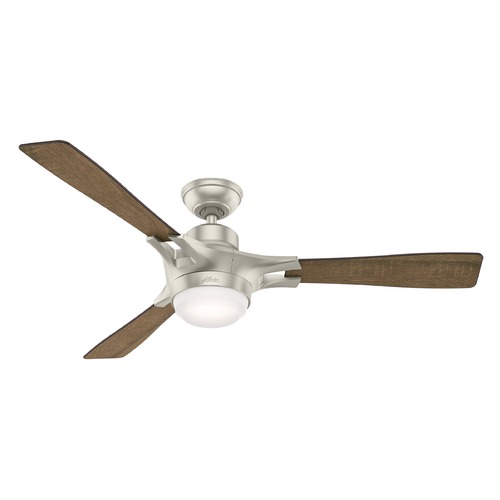 Hunter Fan Company Hunter 54-Inch Matte Nickel LED Ceiling Fan with Light with Hand-Held Remote 59378