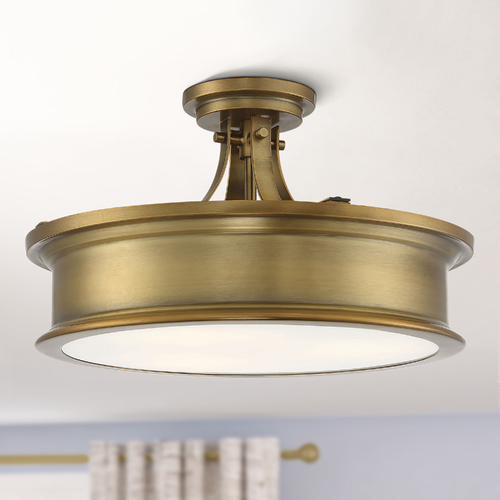 Watkins Warm Brass Semi-Flush Mount by Savoy House