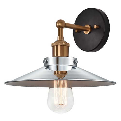 Matteo Lighting Bulstrodes Workshop Aged Gold & Chrome Sconce by Matteo Lighting W46111AGCH