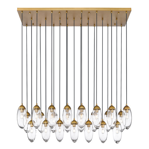 Z-Lite Arden Rubbed Brass Multi-Light Pendant with Oblong Shade