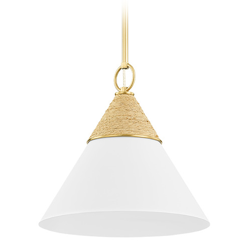 Mitzi by Hudson Valley Mitzi Alana Small Aged Brass Ceramic White Pendant H709701S-AGB/TWH