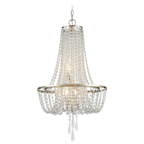 Crystorama Lighting Arcadia Antique Silver Crystal Chandelier