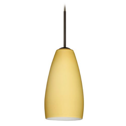 Besa Lighting Chrissy Bronze Mini-Pendant Light with Oblong Shade