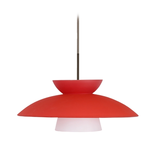 Besa Lighting Modern Pendant Light Red Matte Glass Bronze by Besa Lighting 1JT-451331-BR