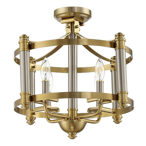 Craftmade Lighting Stanza Brushed Polished Nickel & Satin Brass Semi-Flush Mount by Craftmade Lighting 54854-BNKSB