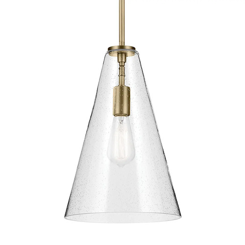 Kichler Lighting Everly Natural Brass Pendant Light with Conical Shade