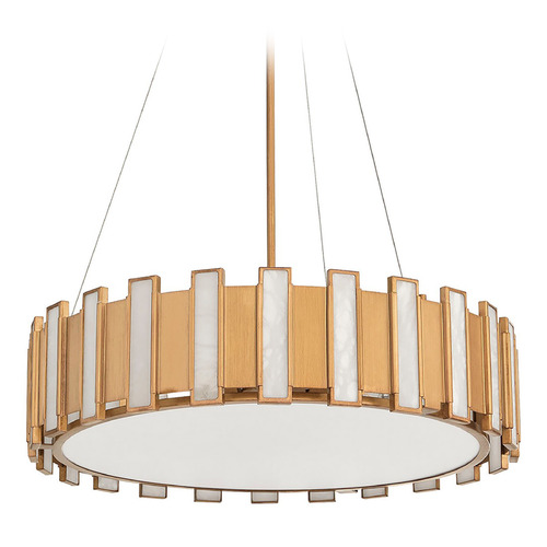 Cyan Design Voltmeter Aged Brass Pendant Light with Drum Shade