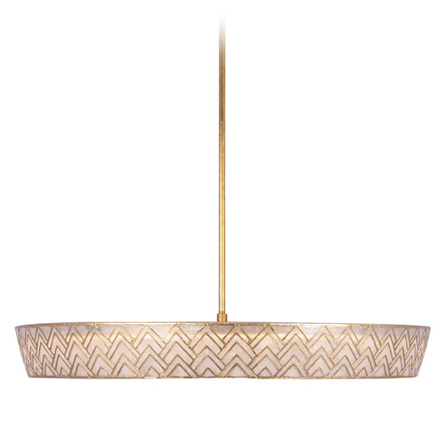 Kalco Lighting Geo Oxidized Gold Leaf LED Pendant Light with Drum Shade