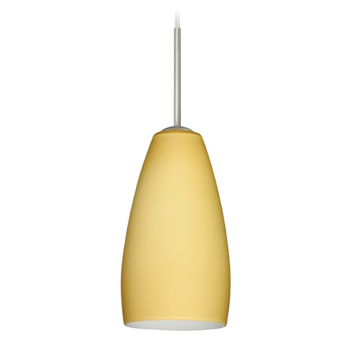 Besa Lighting Besa Lighting Chrissy Satin Nickel Mini-Pendant Light with Oblong Shade 1BT-1509VM-SN