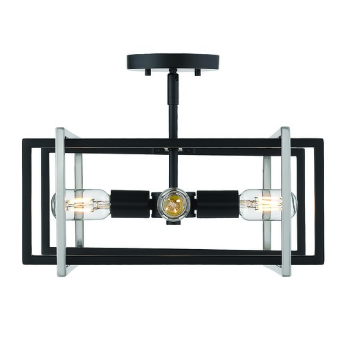 Golden Lighting Tribeca Black Semi-Flush Mount by Golden Lighting 6070-SFBLK-PW