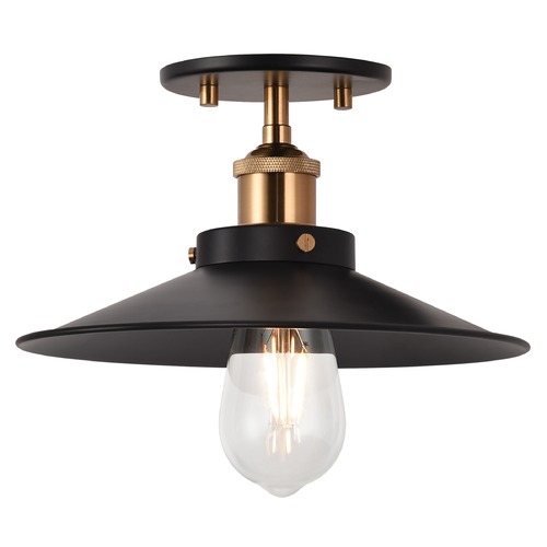 Bulstrodes Workshop Aged Gold & Black Semi-Flush Mount by Matteo Lighting
