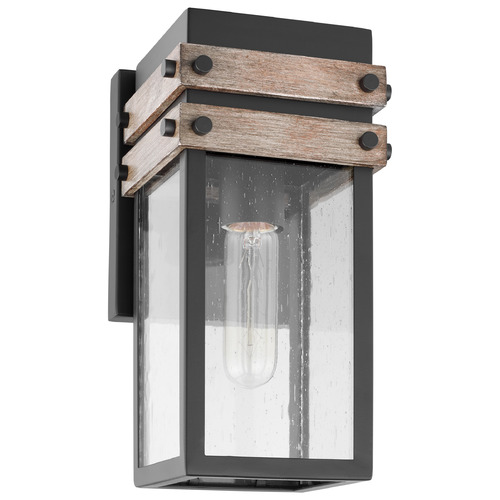 Homestead Small Wall Lantern in Matte Black & Wood by Nuvo Lighting