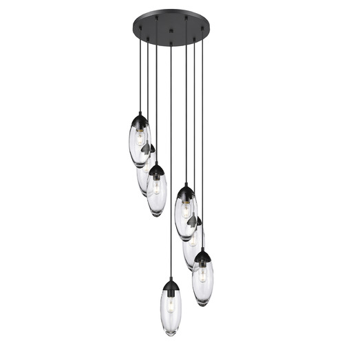 Z-Lite Arden Matte Black Multi-Light Pendant with Oblong Shade
