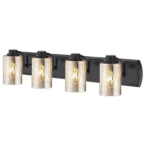 Transitional Mercury Glass 4-Light Bath Wall Light in Bronze