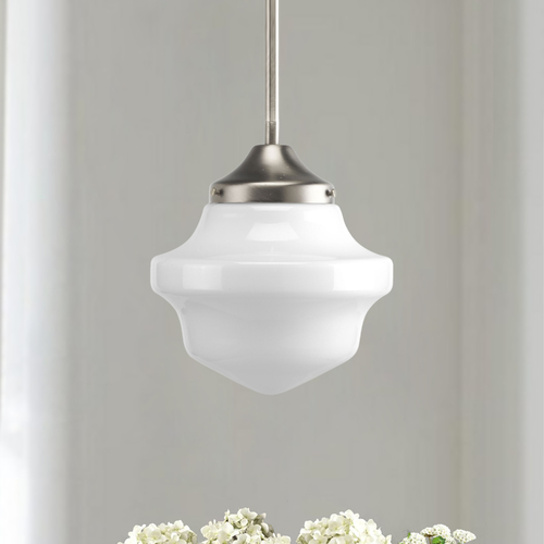 Schoolhouse Mini Pendant in Brushed Nickel by Progress Lighting