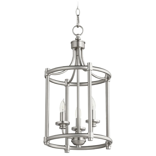 Rossington 3-Light Lantern Pendant in Satin Nickel by Quorum Lighting
