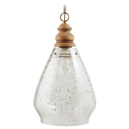 Capital Lighting Juniper 13.75-Inch Pendant in Wood & Brass by Capital Lighting 330418LW