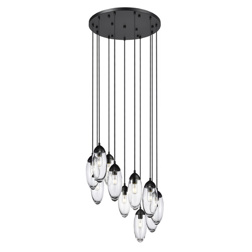 Z-Lite Arden Matte Black Multi-Light Pendant with Oblong Shade