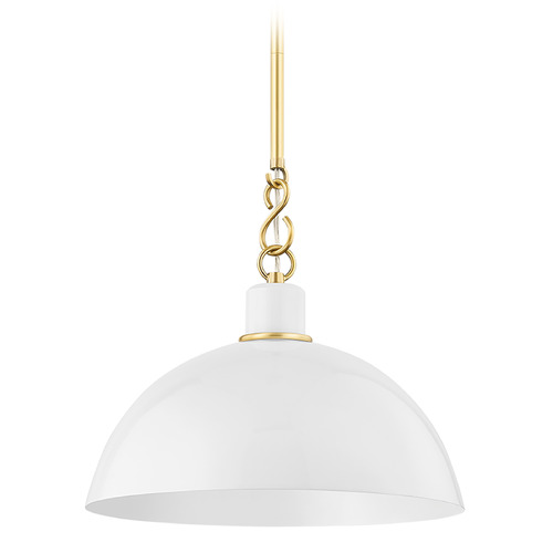 Mitzi by Hudson Valley Mitzi Alana Small Aged Brass Ceramic White Pendant H769701S-AGB/GWH