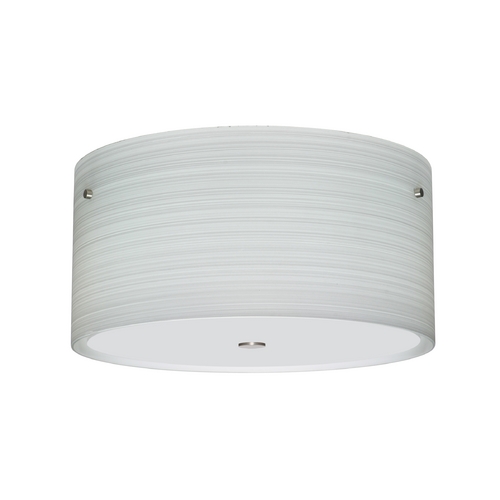 Modern Flushmount Light Grey Glass Satin Nickel by Besa Lighting