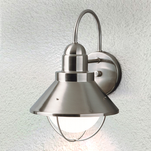 Seaside 12-Inch High Outdoor Wall Light in Brushed Nickel by Kichler Lighting